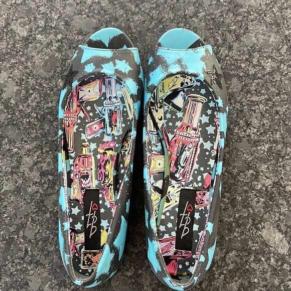 IRON FIST Rayplay Peep Toe flats blue and black shoes with stars BNIB - Picture 5 of 8